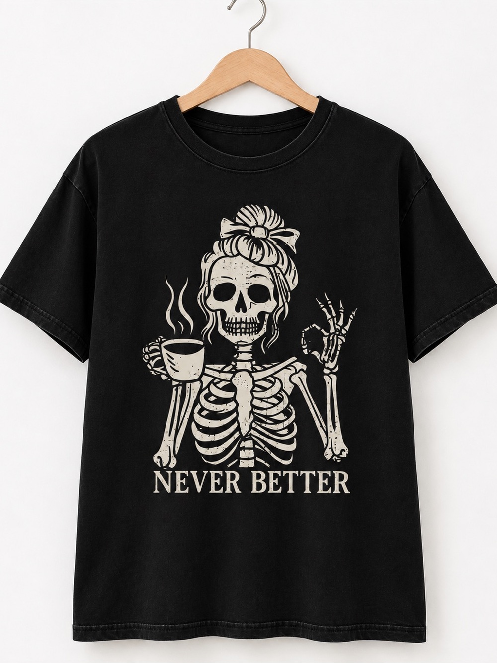 Gildan Black "Never Better" Skeleton Graphic Tee